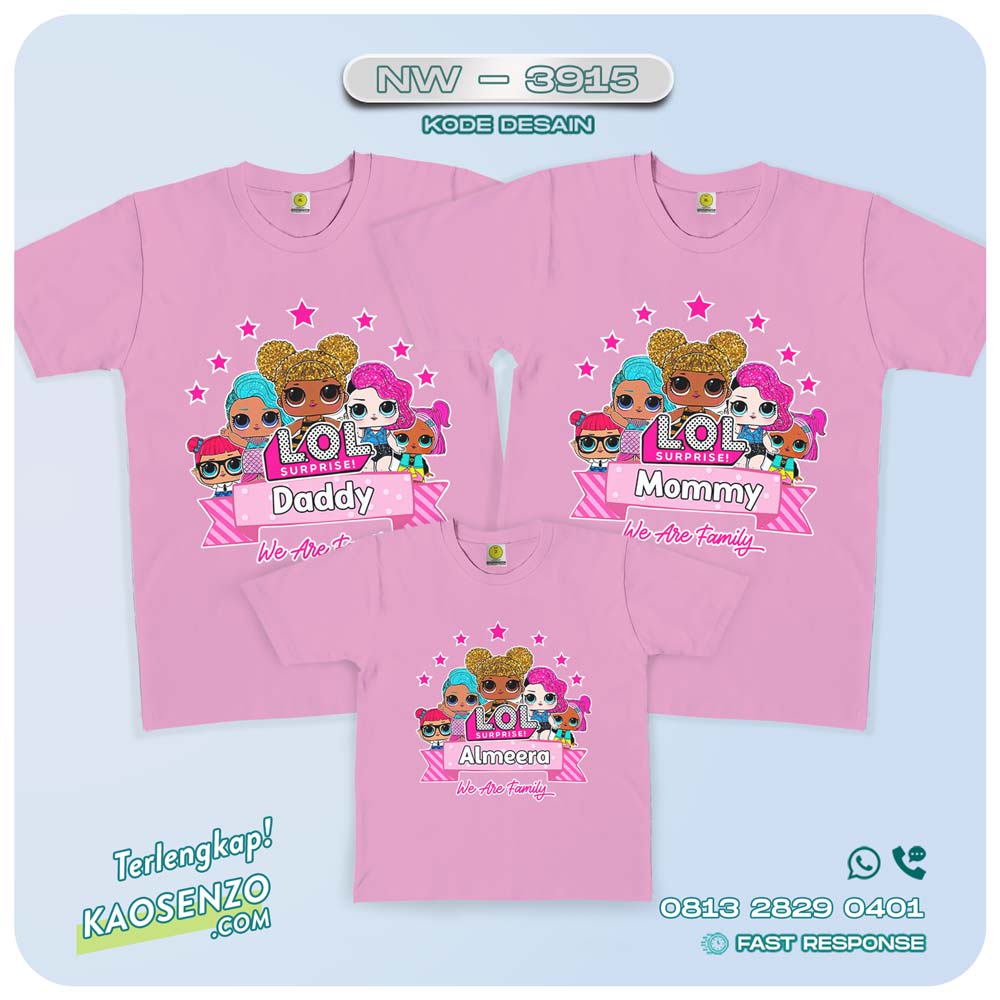 Baju Kaos Couple Keluarga LOL Doll | Kaos Family Custom | Kaos LOL Doll - NW 3915