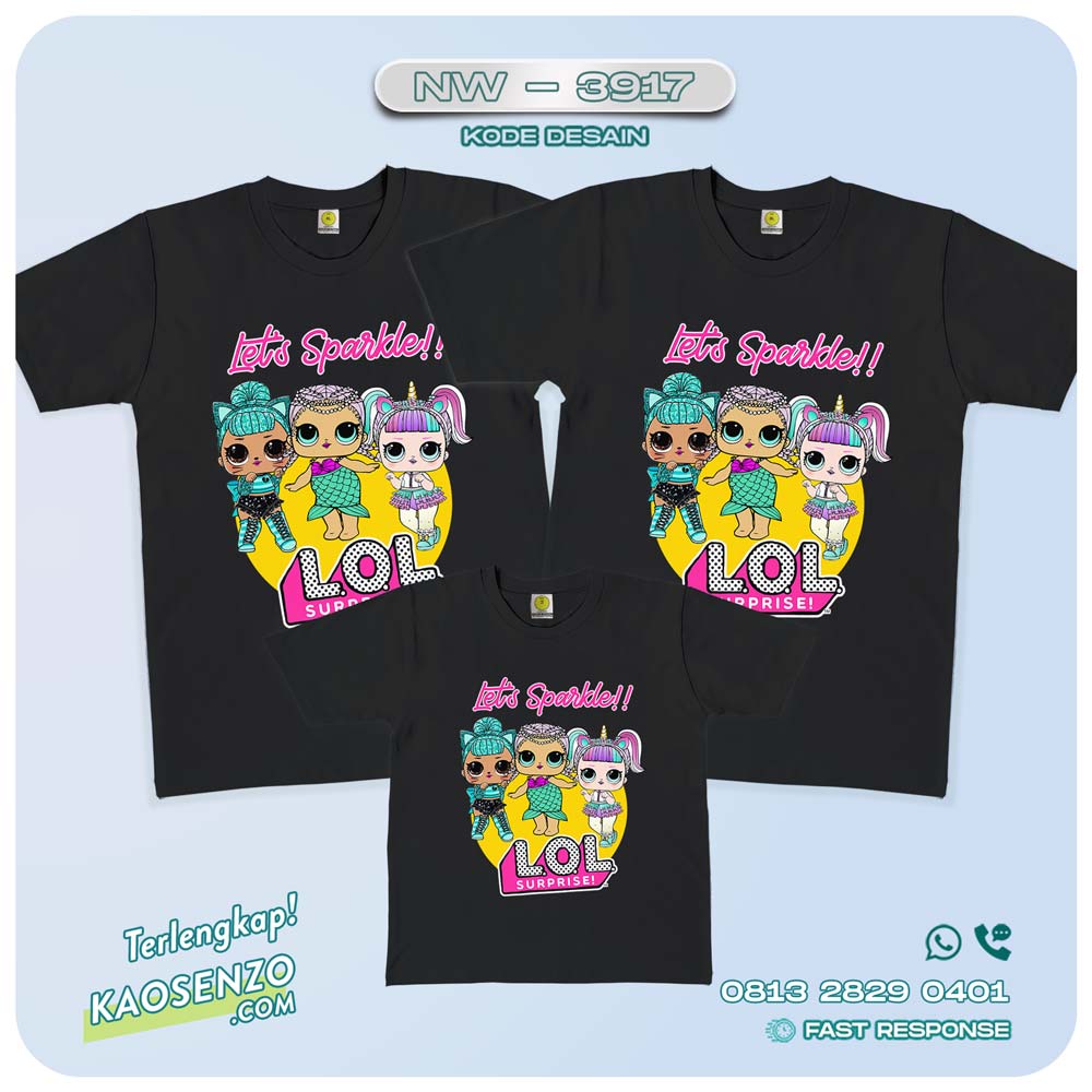 Baju Kaos Couple Keluarga LOL Doll | Kaos Family Custom | Kaos LOL Doll - NW 3917