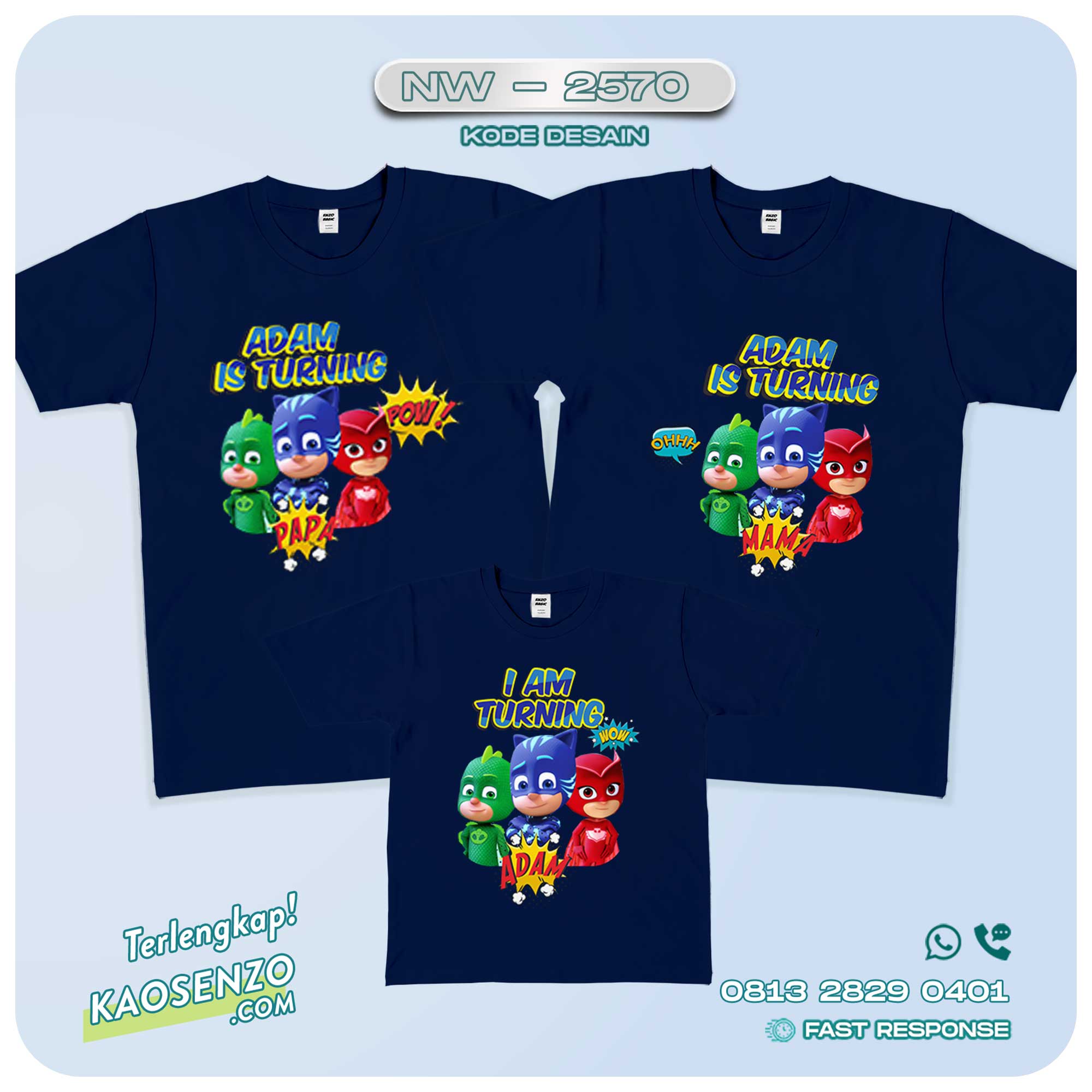 Kaos Couple Keluarga | Kaos Ulang Tahun Anak PJ Masks - NW 2570