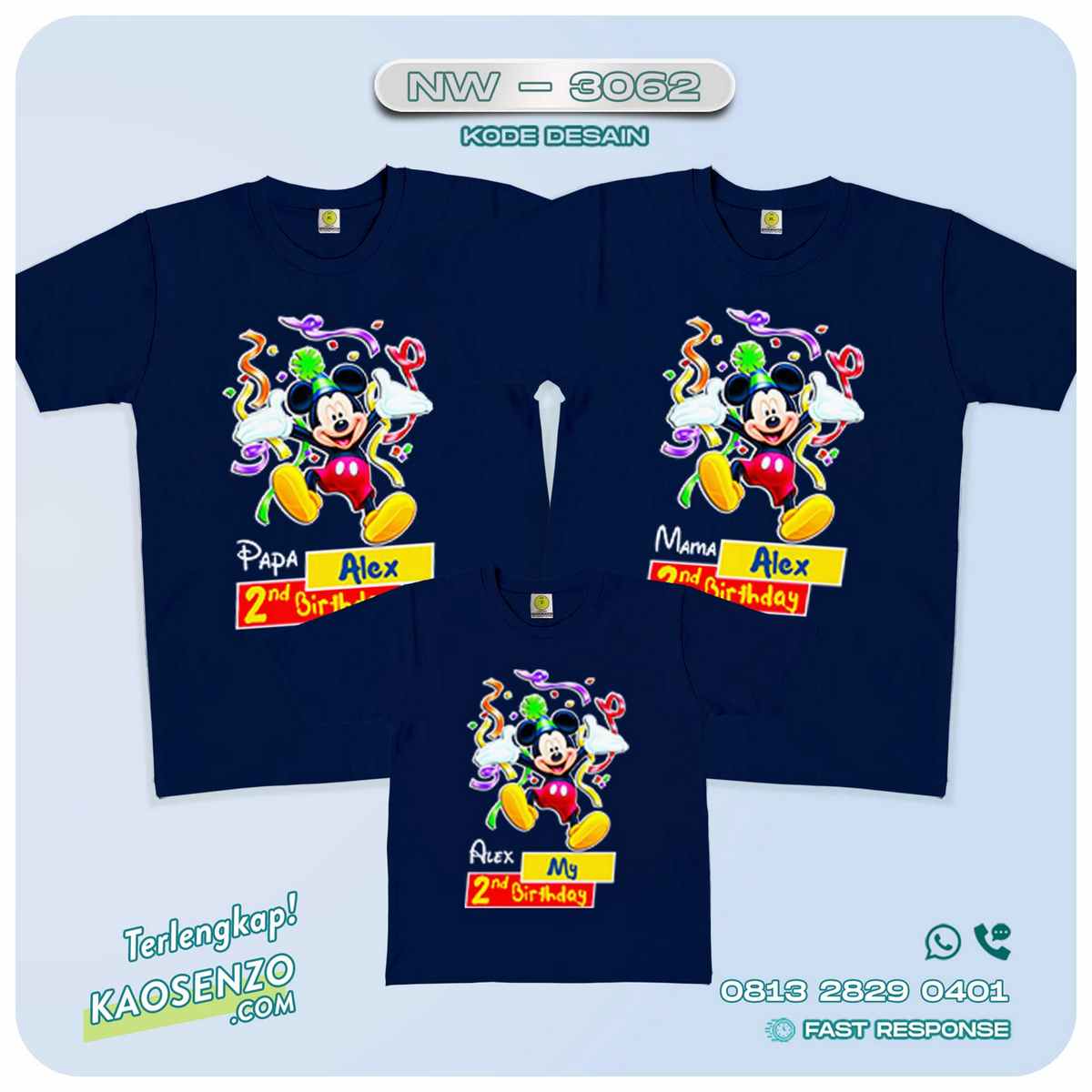 Baju Kaos Couple Keluarga Mickey Minnie Mouse | Kaos Family Custom | Kaos Mickey Minnie Mouse - NW 3062