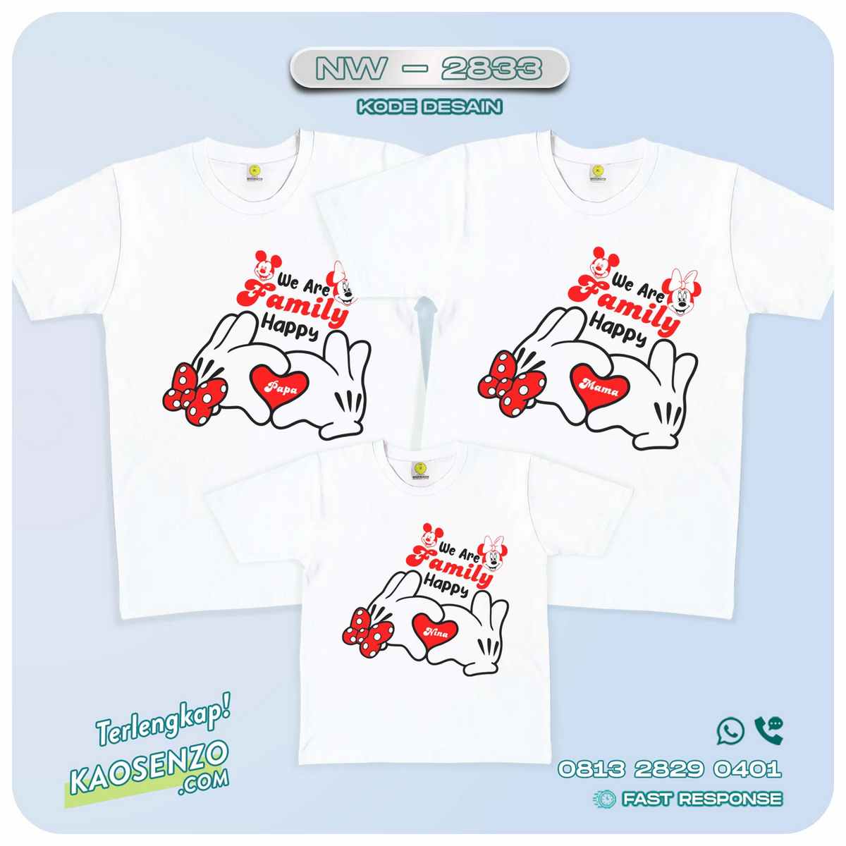 Baju Kaos Couple Keluarga Mickey Minnie Mouse | Kaos Ultah Anak | Kaos Mickey Minnie Mouse - NW 2833