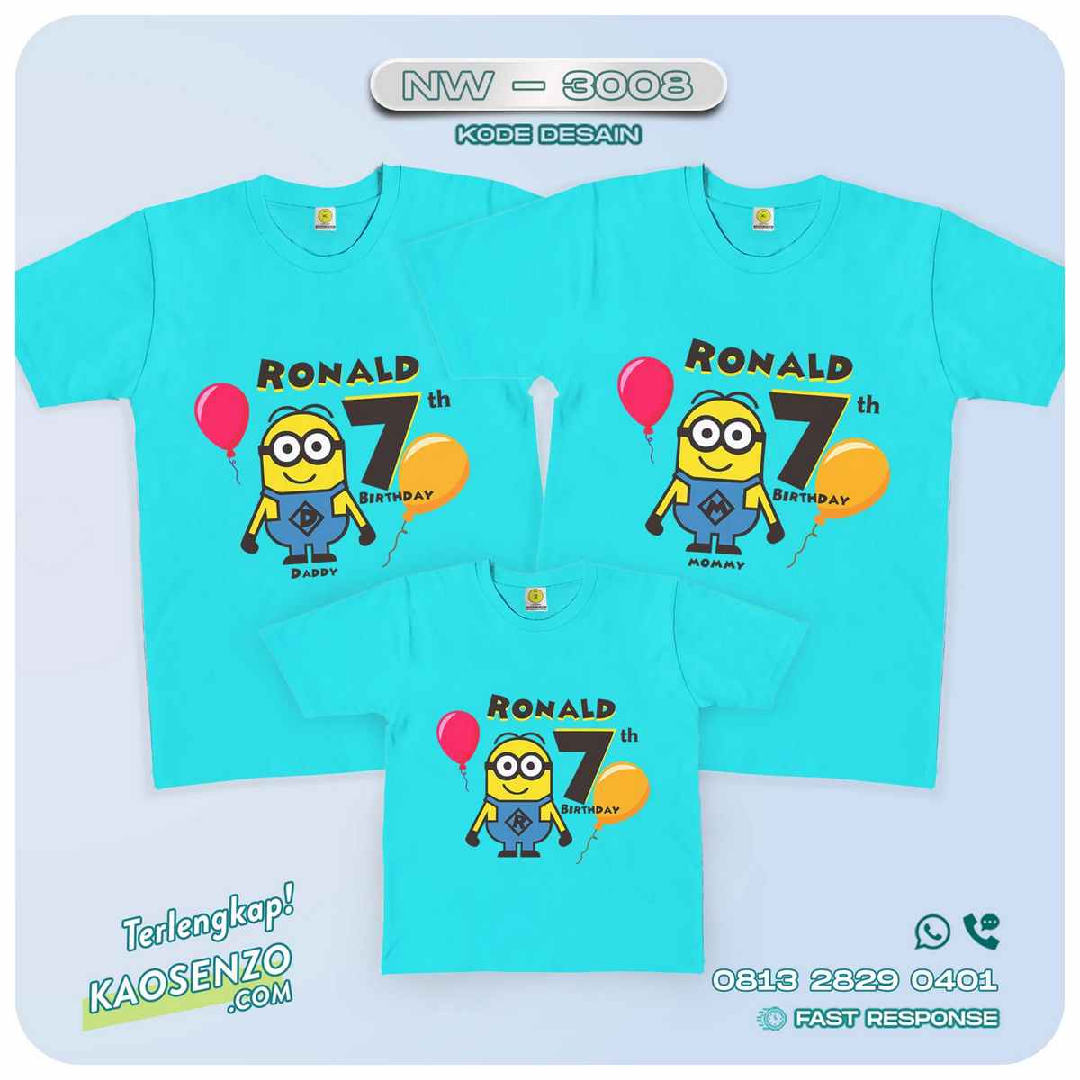 Baju Kaos Couple Keluarga Minion | Kaos Family Custom | Kaos Minion - NW 3008