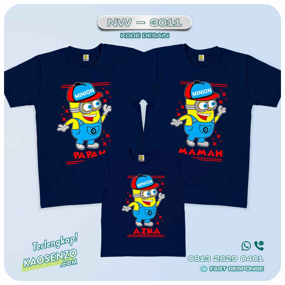 Baju Kaos Couple Keluarga Minion | Kaos Family Custom | Kaos Minion - NW 3011