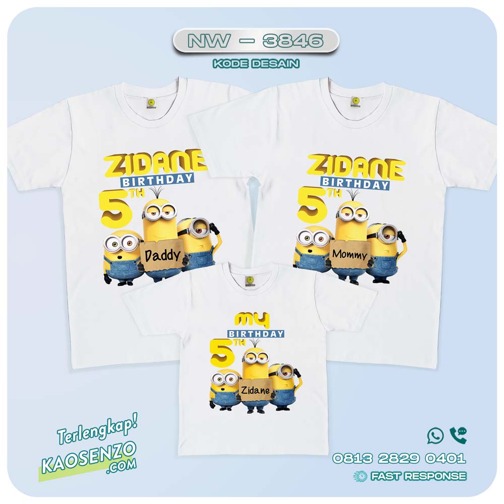 Baju Kaos Couple Keluarga Minion | Kaos Family Custom | Kaos Minion - NW 3846