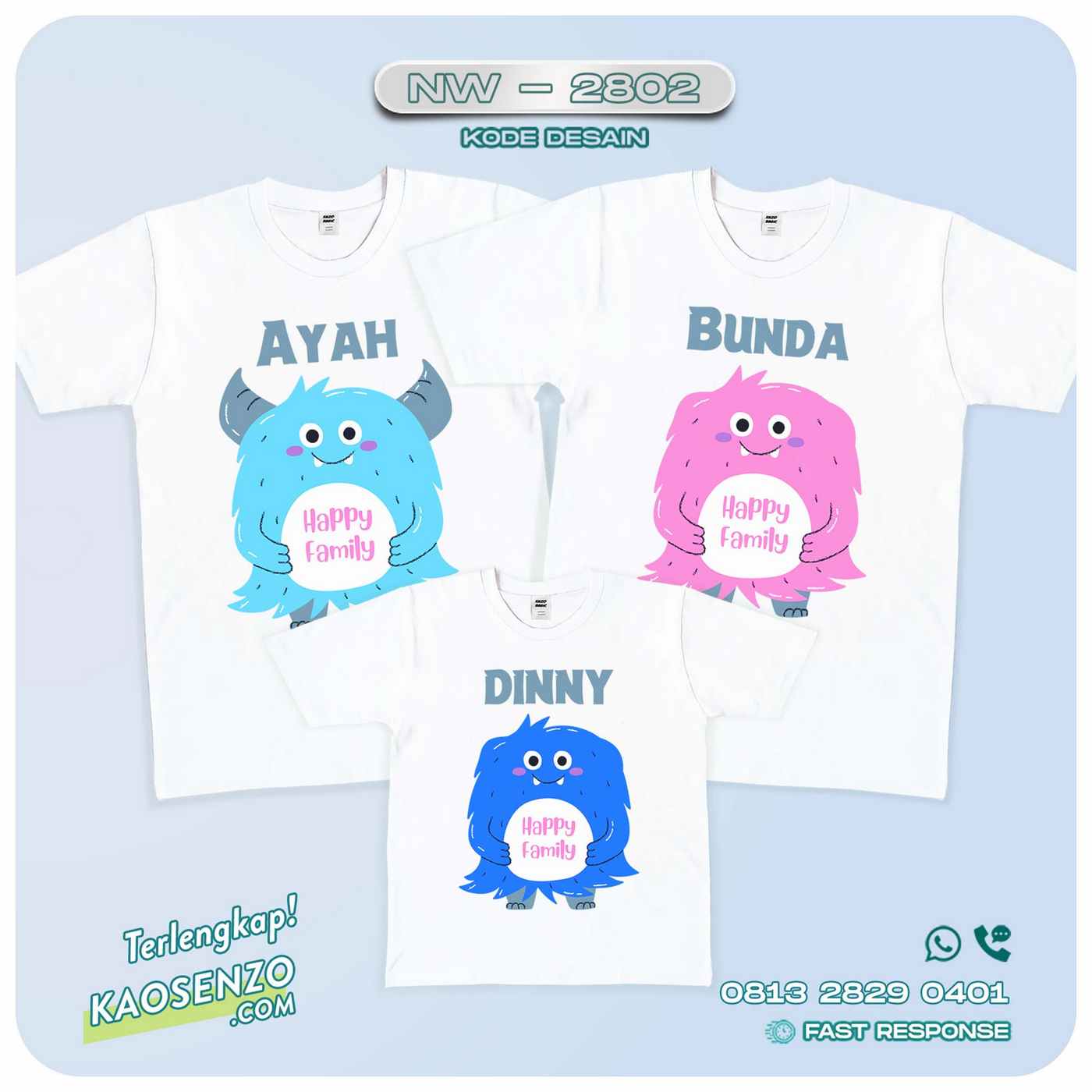 Baju Kaos Couple Keluarga Monster Inc | Kaos Family Custom | Kaos Monster Inc - NW 2802