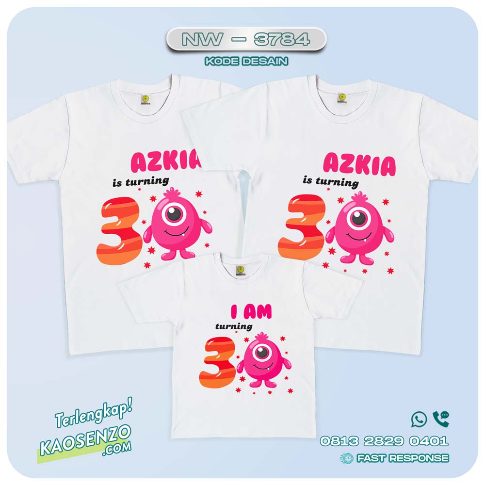 Baju Kaos Couple Keluarga Monster Cute | Kaos Ultah Anak | Kaos Monster Cute - NW 3784