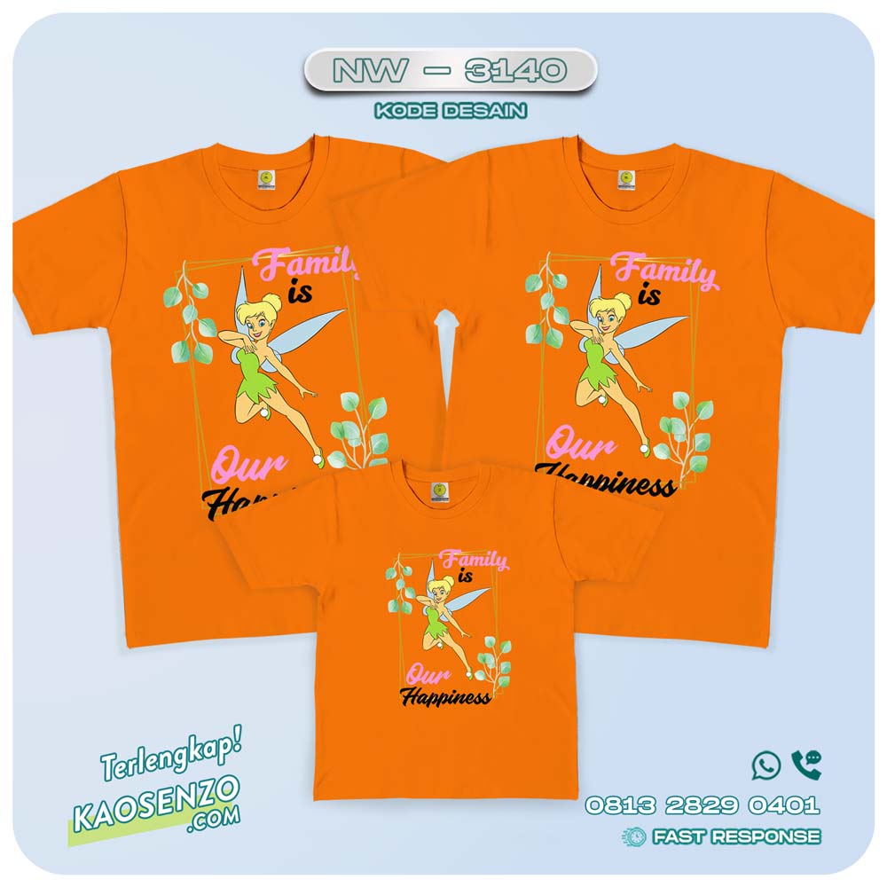 Baju Kaos Couple Keluarga Tinker Bell | Kaos Ultah Anak | Kaos Tinker Bell - NW 3140