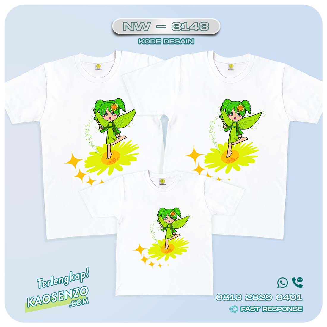 Baju Kaos Couple Keluarga Tinker Bell | Kaos Ultah Anak | Kaos Tinker Bell - NW 3143