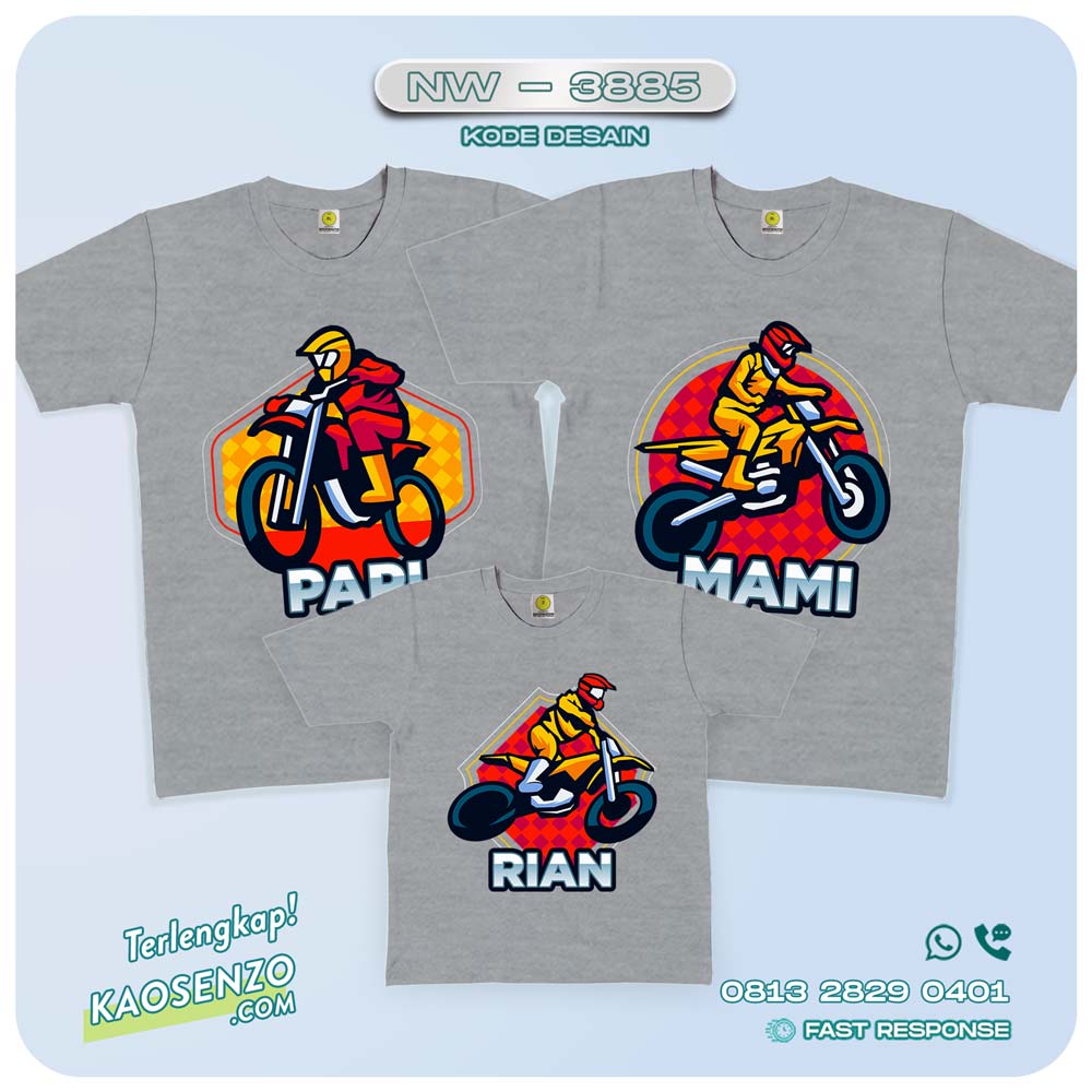 Baju Kaos Couple Keluarga Motor Cross | Kaos Family Custom| Kaos Motor - NW 3885