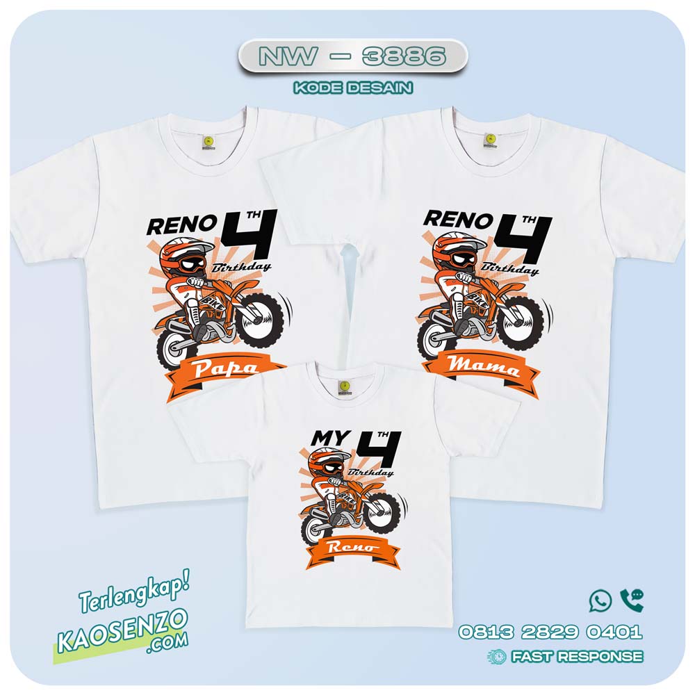 Baju Kaos Couple Keluarga Motor Cross | Kaos Ulang Tahun | Kaos Family Custom| Kaos Motor - NW 3886