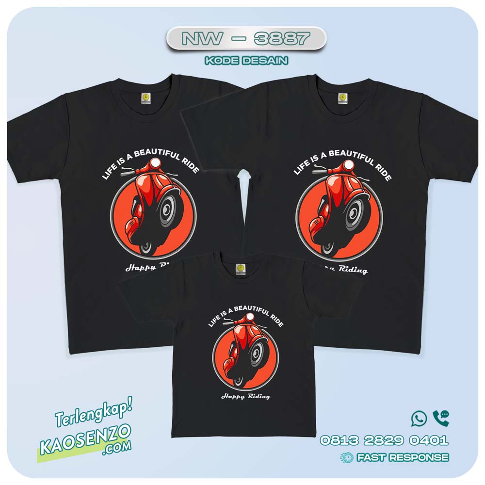 Baju Kaos Couple Keluarga Motor Vespa | Kaos Family Custom| Kaos Motor - NW 3887