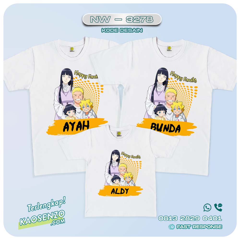 Baju Kaos Couple Keluarga Naruto | Kaos Family Custom | Kaos Naruto - NW 3278