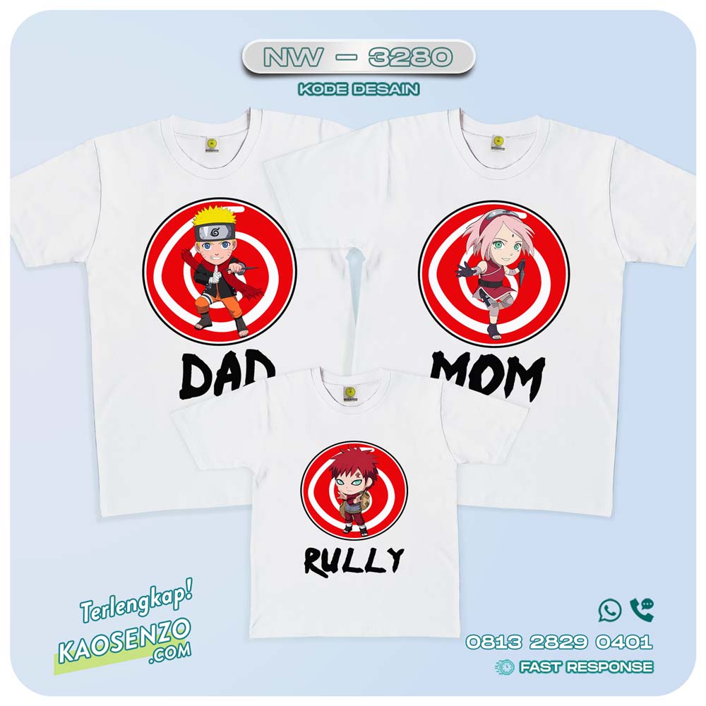 Baju Kaos Couple Keluarga Naruto | Kaos Family Custom | Kaos Naruto - NW 3280