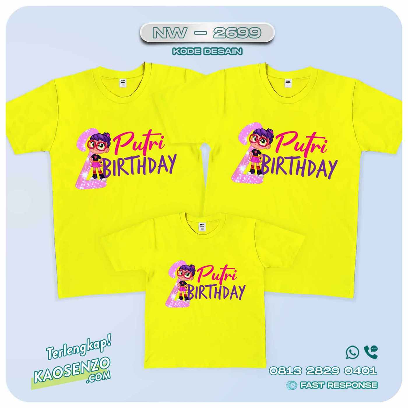 Kaos Couple Keluarga Kartun Animasi | Kaos Ulang Tahun Anak | Kaos Kartun Abby Hatcher - NW 2699