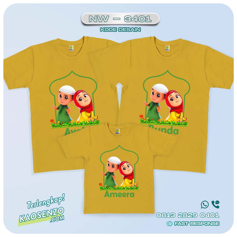 Baju Kaos Couple Keluarga Nussa & Rara | Kaos Ultah Anak | Kaos Family Custom | Kaos Nussa & Rara- NW 3401