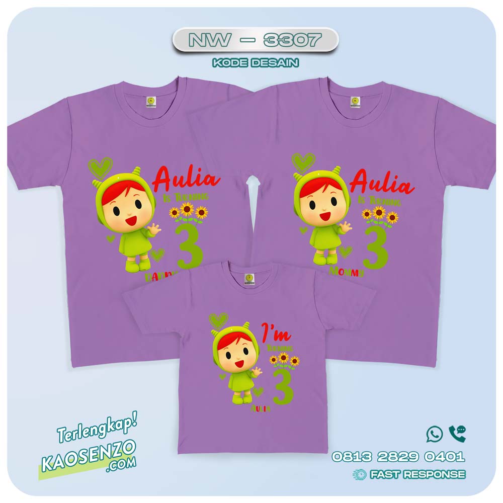 Kaos Couple Keluarga Pocoyo | Kaos Ulang Tahun Anak | Kaos Pocoyo - NW 3307