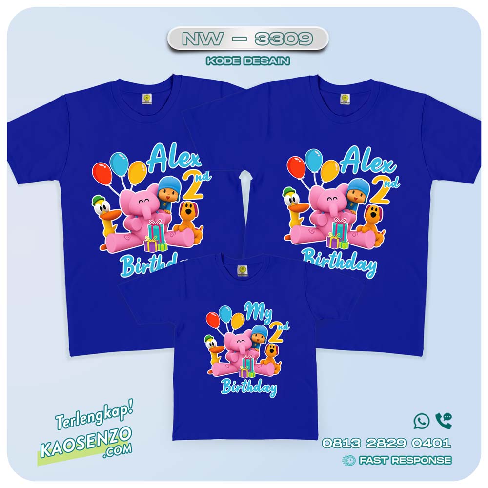 Kaos Couple Keluarga Pocoyo | Kaos Ulang Tahun Anak | Kaos Pocoyo - NW 3309