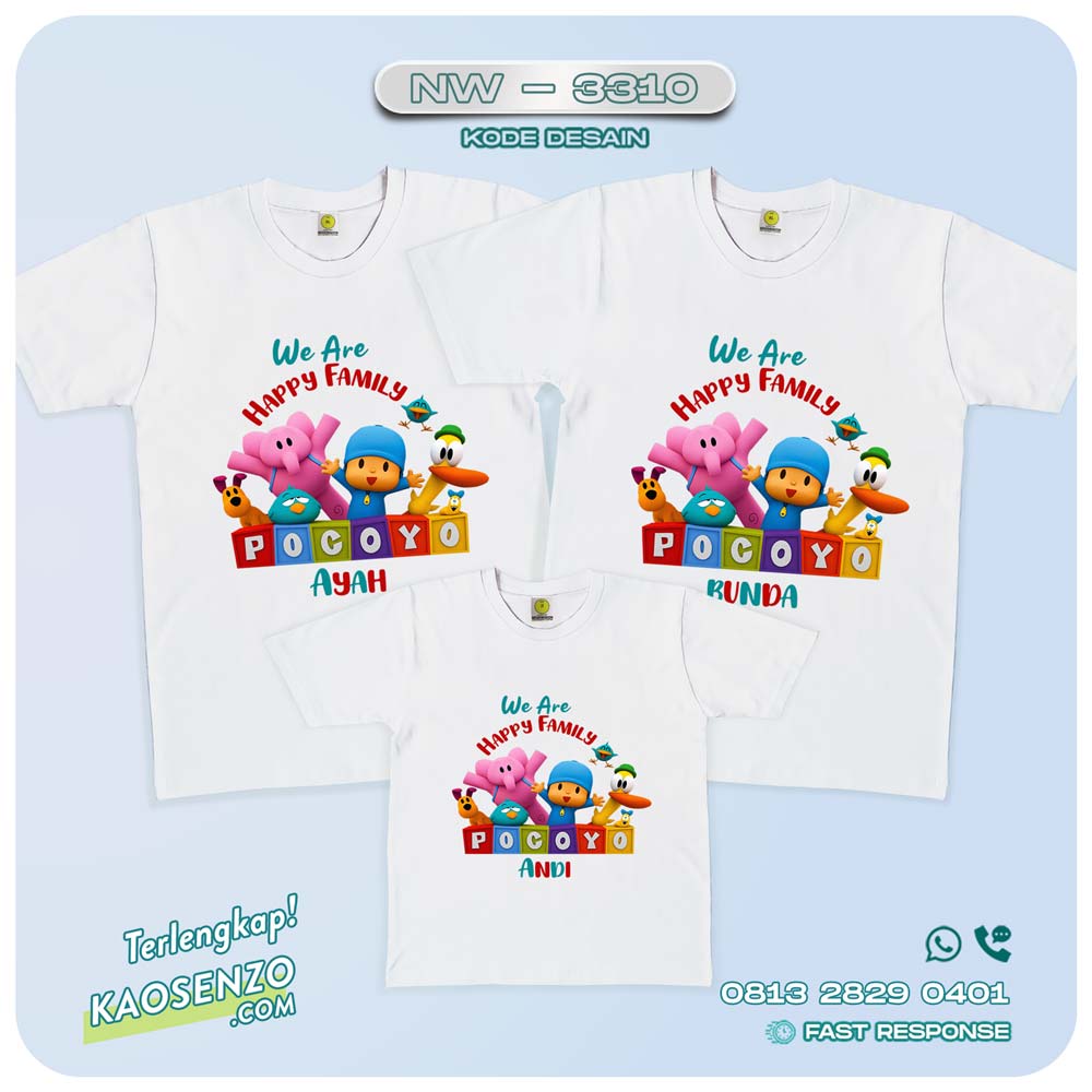 Baju Kaos Couple Keluarga Pocoyo | Kaos Family Custom | Kaos Pocoyo - NW 3310