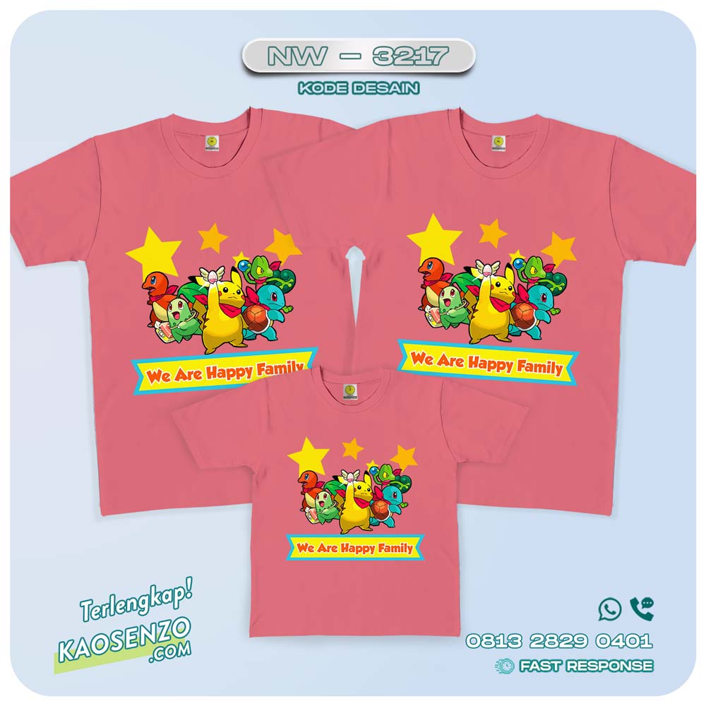 Baju Kaos Couple Keluarga Pokemon | Kaos Family Custom | Kaos Pokemon - NW 3217