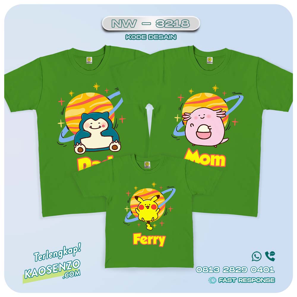 Baju Kaos Couple Keluarga Pokemon | Kaos Family Custom | Kaos Pokemon - NW 3218