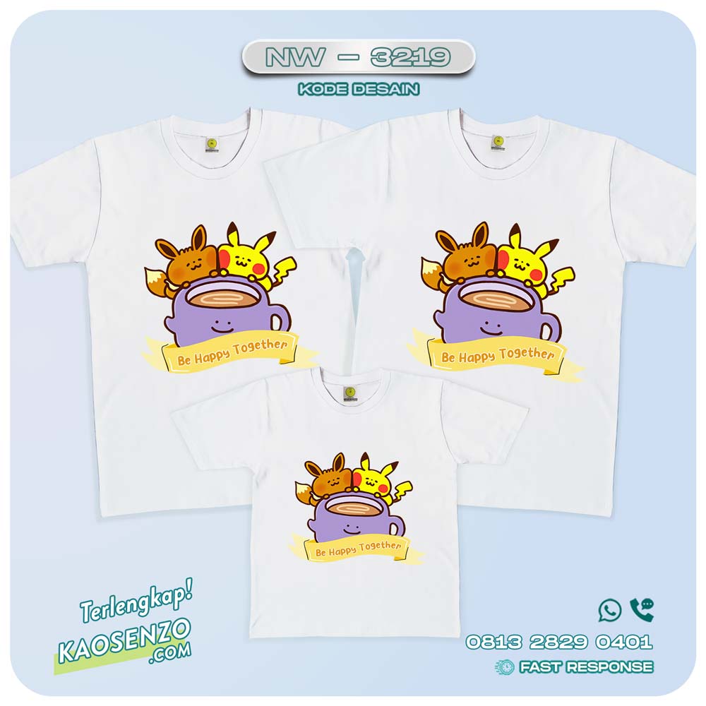 Baju Kaos Couple Keluarga Pokemon | Kaos Family Custom | Kaos Pokemon - NW 3219