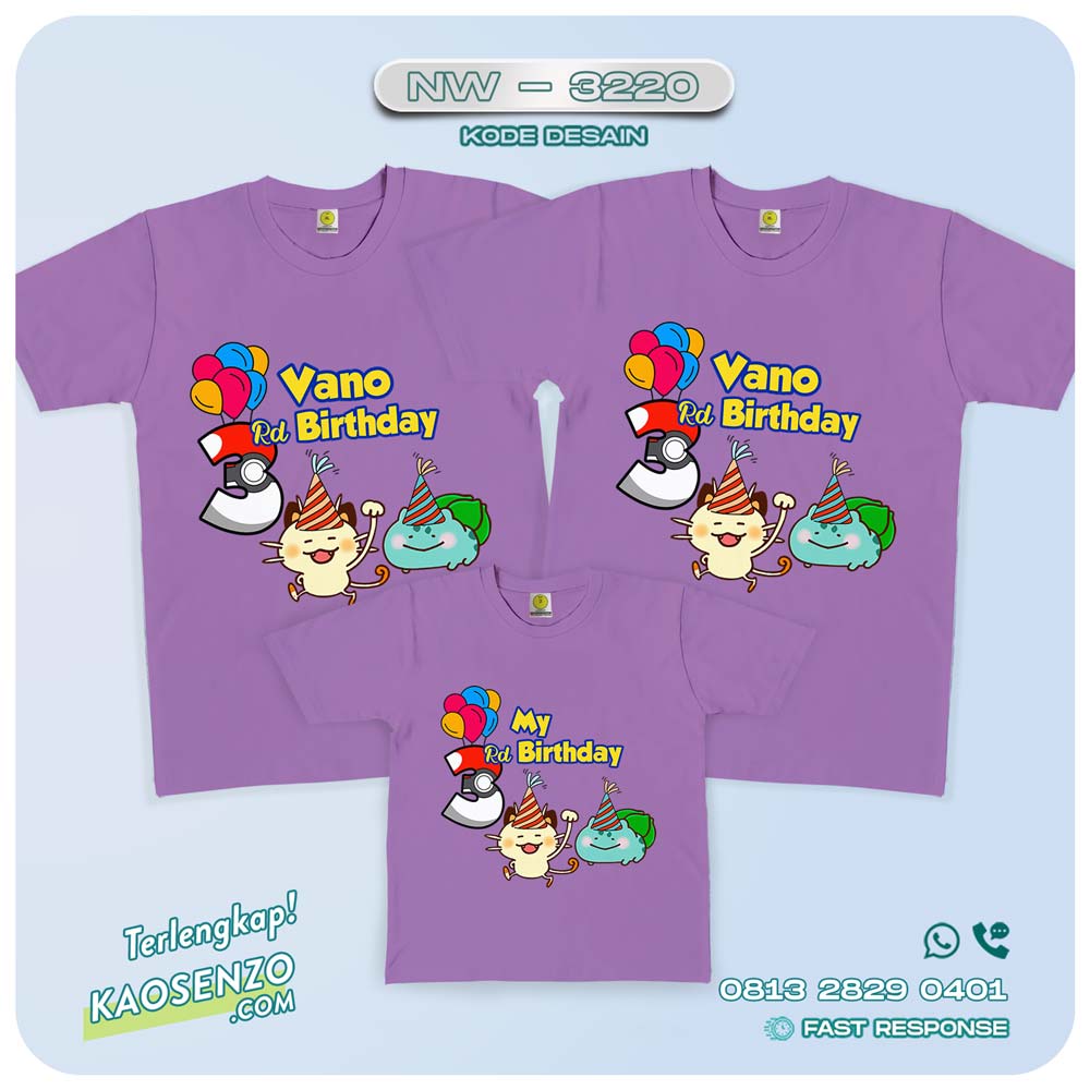 Baju Kaos Couple Keluarga Pokemon | Kaos Family Custom | Kaos Pokemon - NW 3220