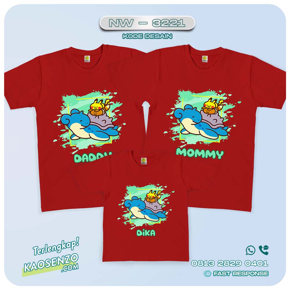 Baju Kaos Couple Keluarga Pokemon | Kaos Family Custom | Kaos Pokemon - NW 3221