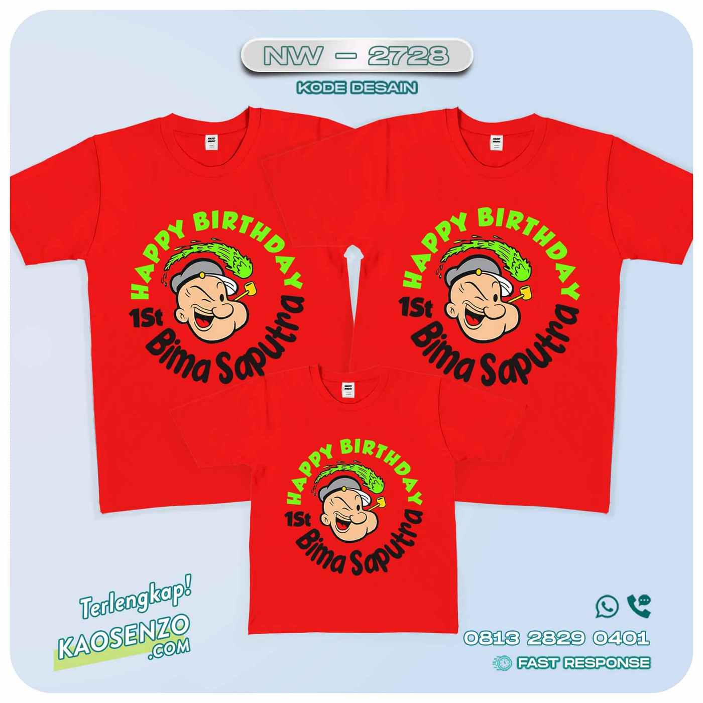 Baju Kaos Couple Keluarga Popeye | Kaos Family Custom | Kaos Popeye - NW 2728