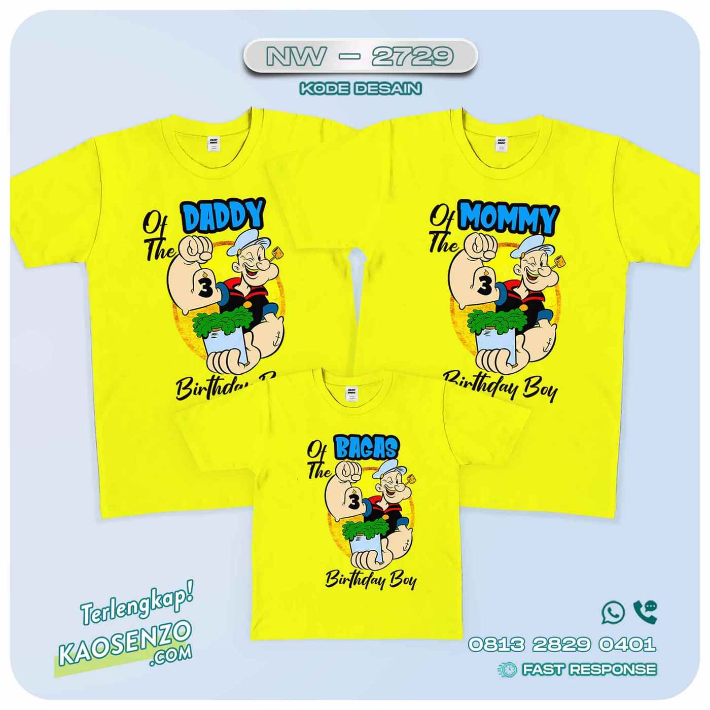 Baju Kaos Couple Keluarga Popeye | Kaos Family Custom | Kaos Popeye - NW 2729