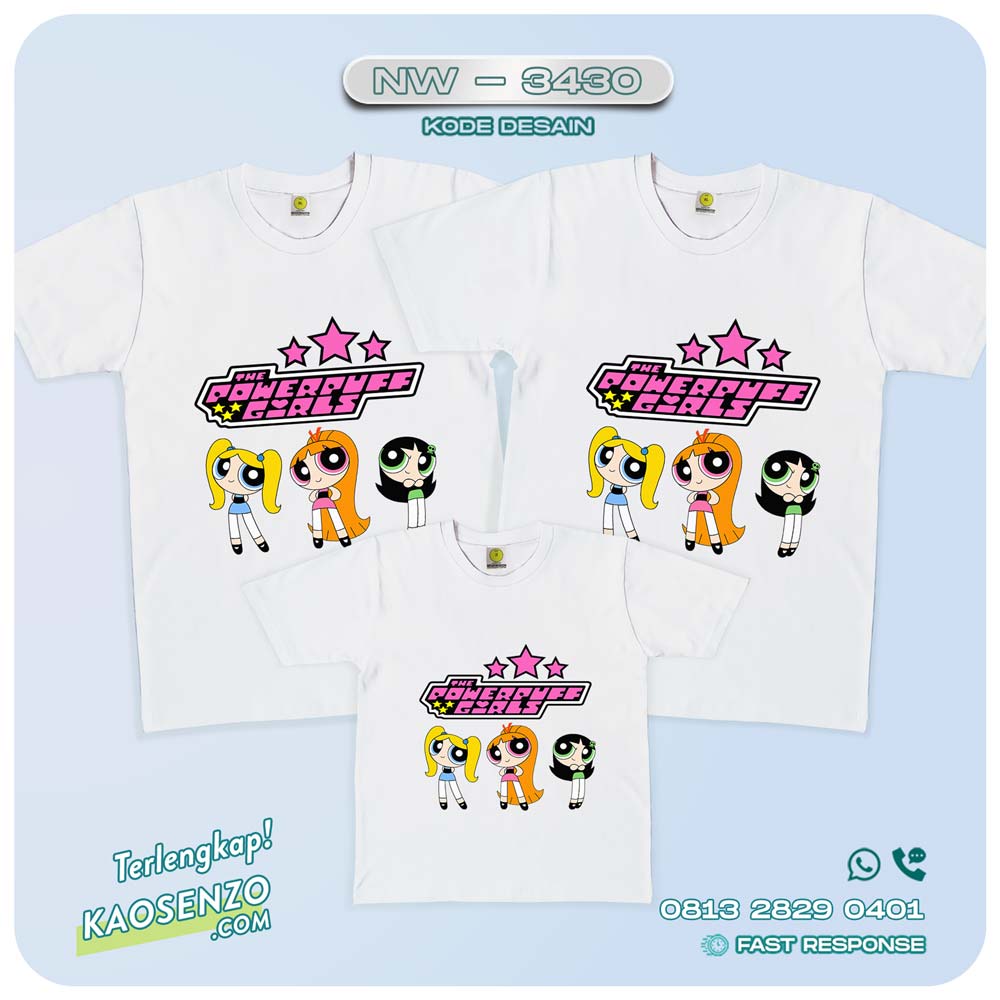 Baju Kaos Couple Keluarga | Kaos Ultah Anak | Kaos Powerpuff Girl - NW 3430