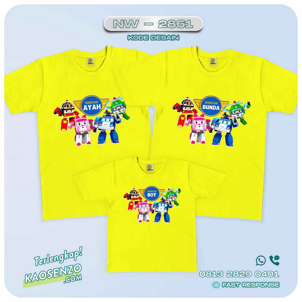 Kaos Couple Keluarga | Kaos Ulang Tahun Anak | Kaos Robocar Poli - NW 2861