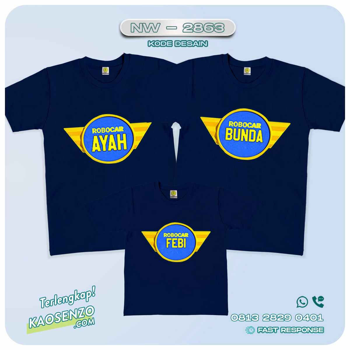 Kaos Couple Keluarga | Kaos Ulang Tahun Anak | Kaos Robocar Poli - NW 2863