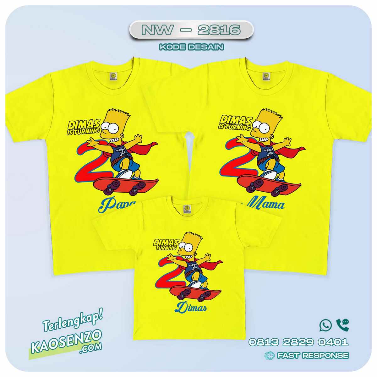 Kaos Couple Keluarga Kartun Animasi | Kaos Ulang Tahun Anak | Kaos Kartun Simpson - NW 2816