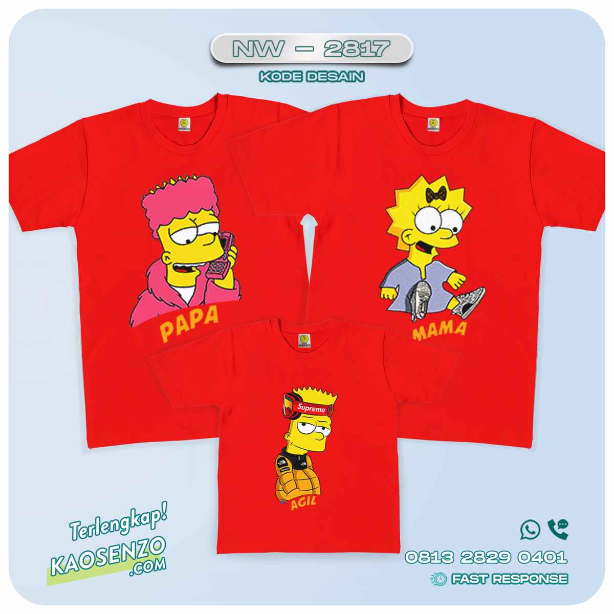 Kaos Couple Keluarga Kartun Animasi | Kaos Ulang Tahun Anak | Kaos Kartun Simpson - NW 2817