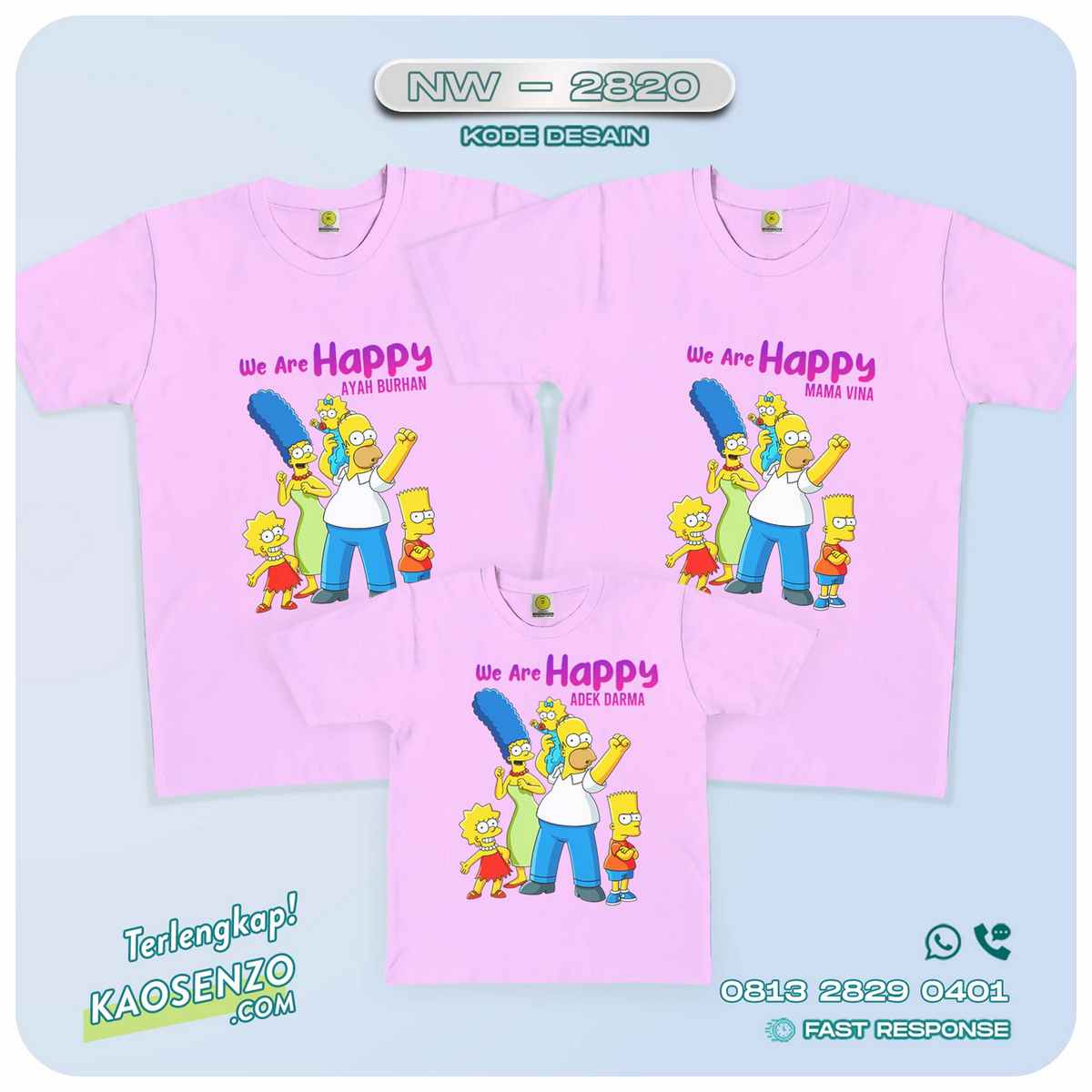 Kaos Couple Keluarga Kartun Animasi | Kaos Ulang Tahun Anak | Kaos Kartun Simpson - NW 2820