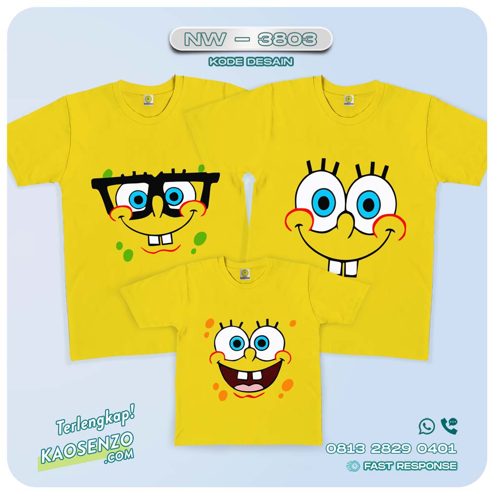 Baju Kaos Couple Keluarga Spongebob | Kaos Family Custom | Kaos Spongebob - NW 3803