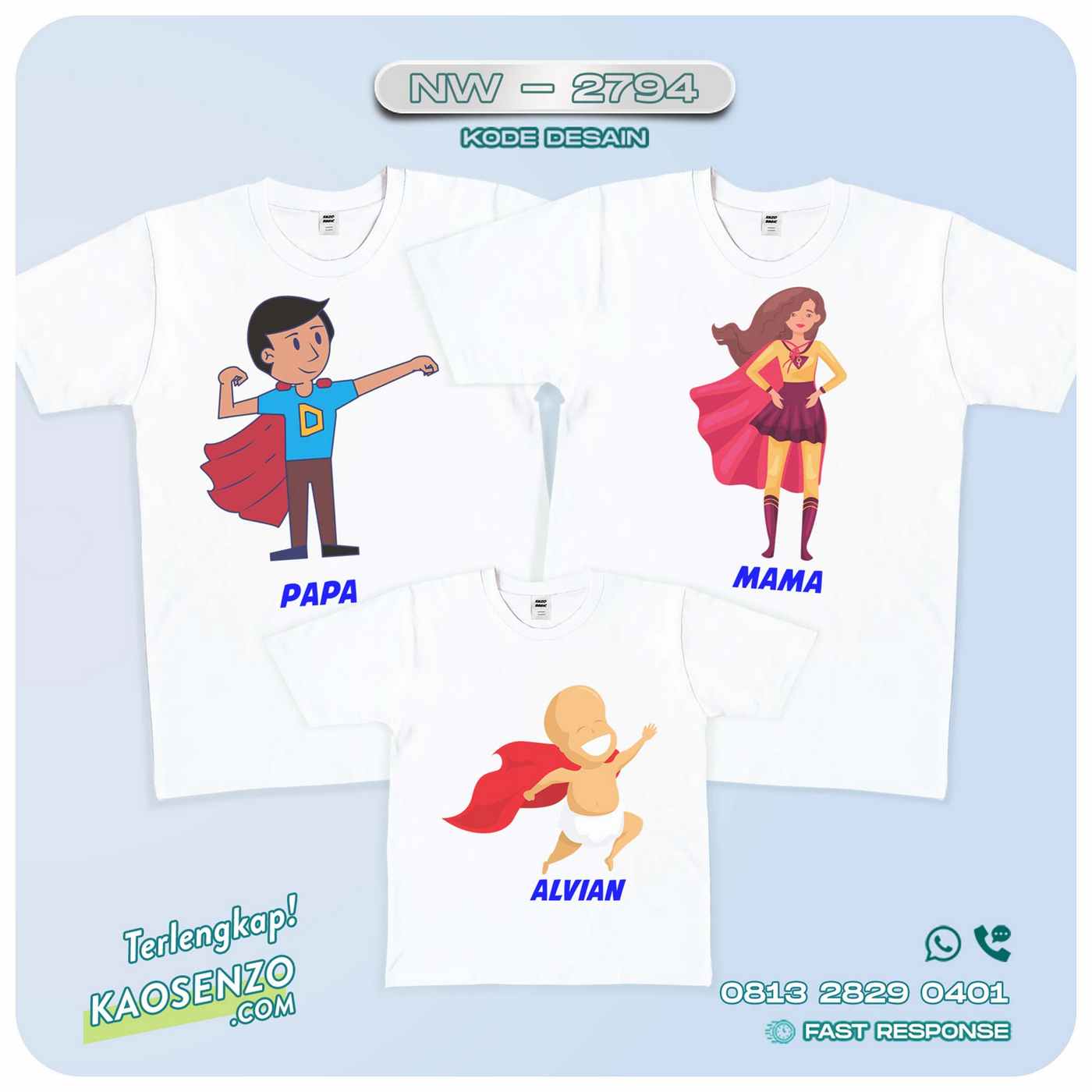 Kaos Couple Keluarga | Kaos Ulang Tahun Anak Superhero - NW 2794