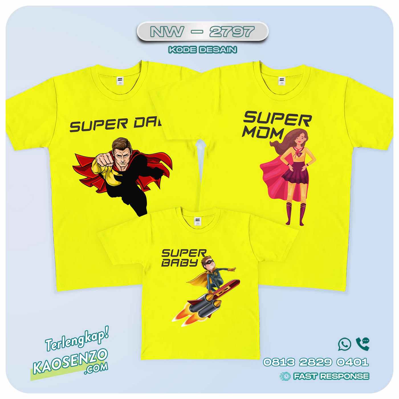 Baju Kaos Couple Keluarga superhero| Kaos Family Custom | Kaos Superhero - NW 2797