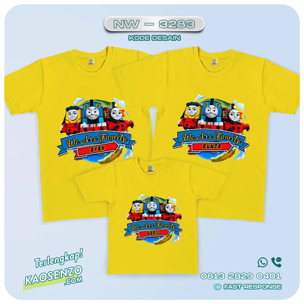 Baju Kaos Couple Keluarga | Kaos Family Custom| Kaos Kereta Thomas | Kaos Thomas Lucu - NW 3283