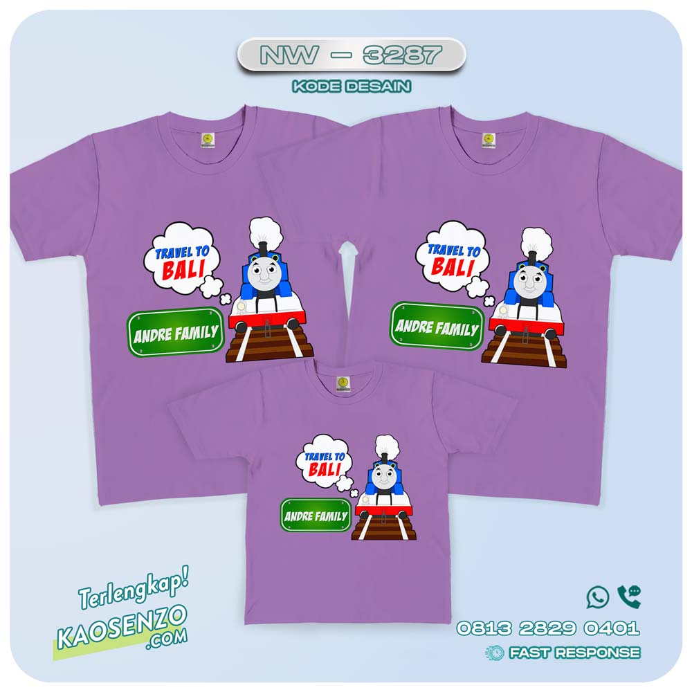 Baju Kaos Couple Keluarga | Kaos Family Custom| Kaos Kereta Thomas | Kaos Thomas Lucu - NW 3287