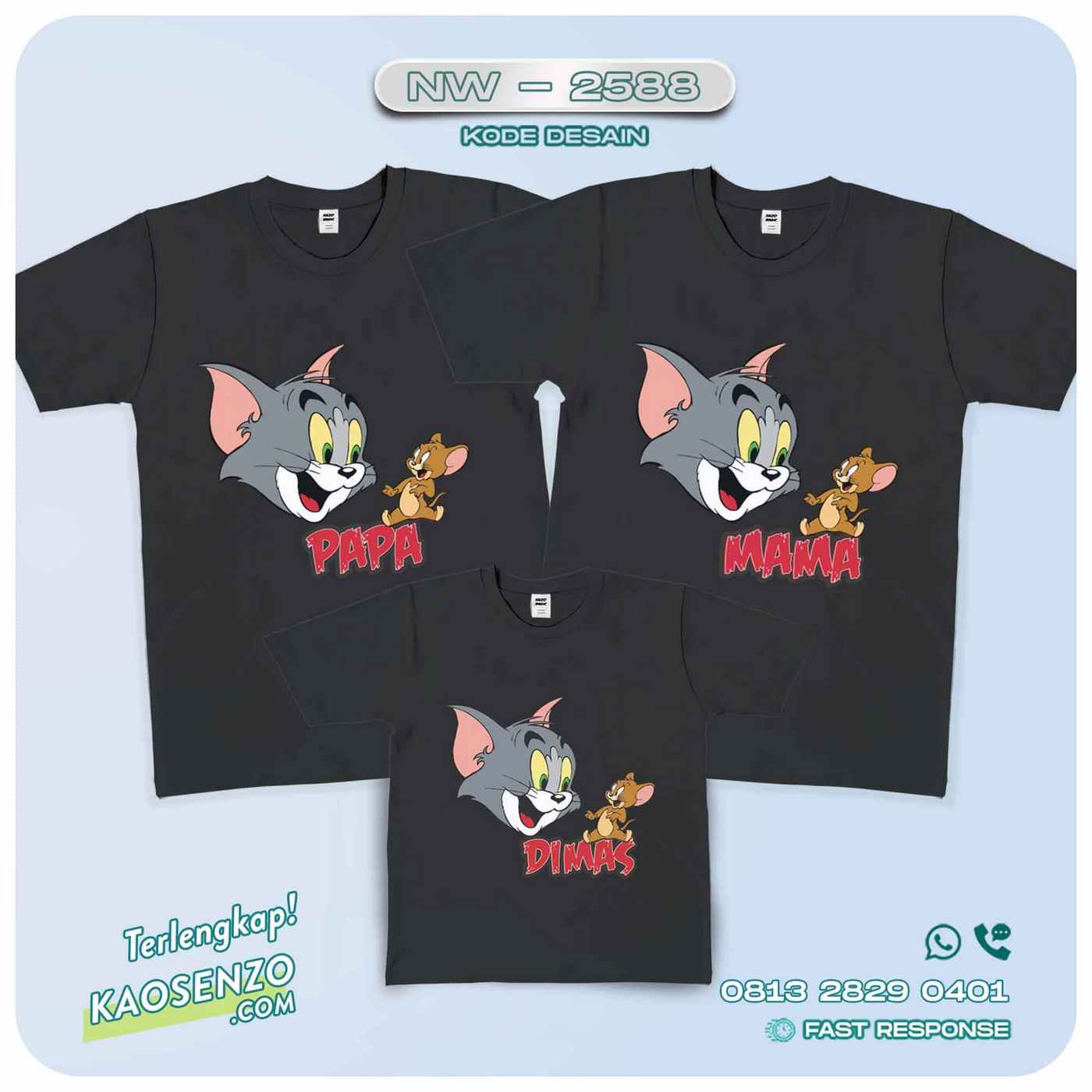 Baju Kaos Couple Keluarga Tom & Jerry | Kaos Family Custom | Kaos Tom & Jerry - NW 2588