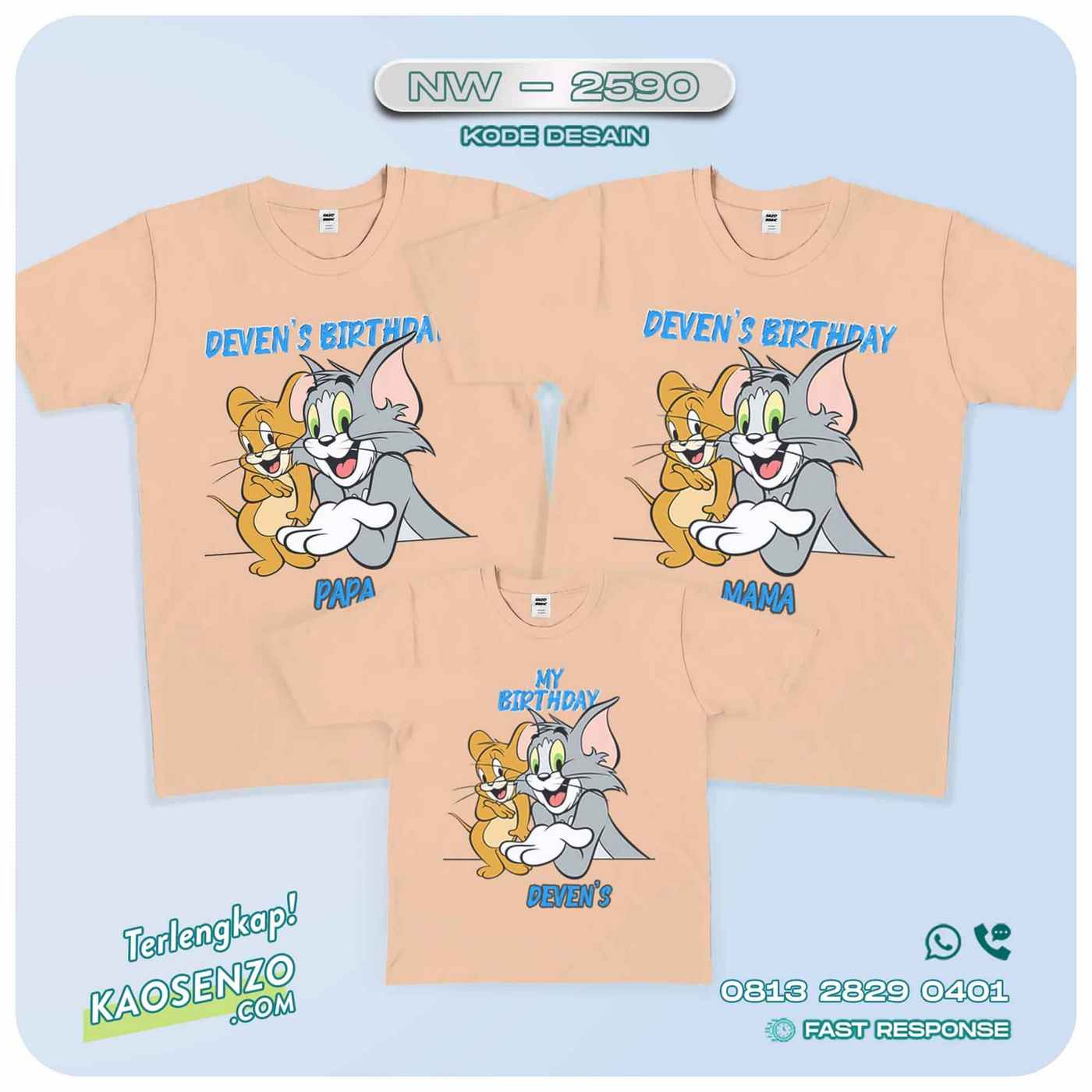 Baju Kaos Couple Keluarga Tom & Jerry | Kaos Family Custom | Kaos Tom & Jerry - NW 2590