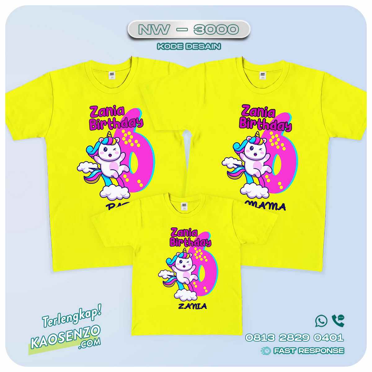 Baju Kaos Couple Keluarga Unicorn | Kaos Family Custom | Kaos Unicorn - NW 3000