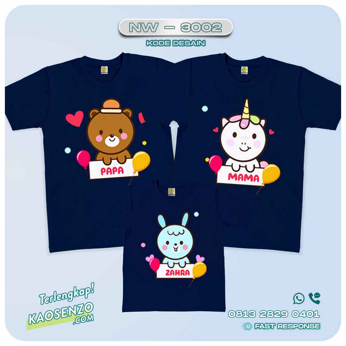 Baju Kaos Couple Keluarga Unicorn | Kaos Family Custom | Kaos Unicorn - NW 3002