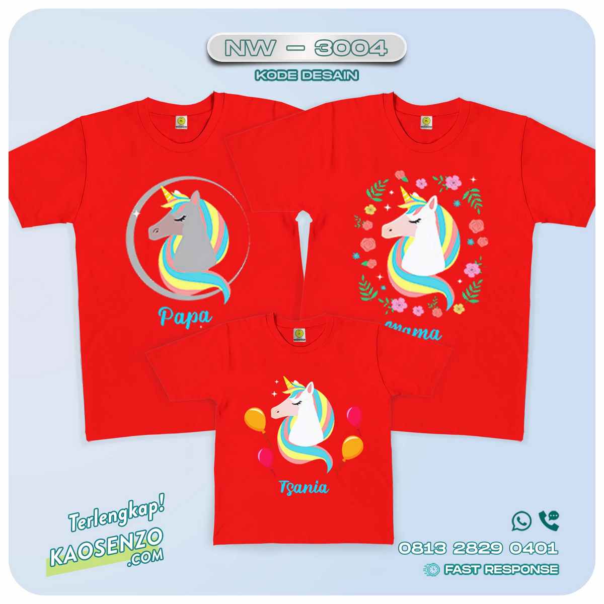 Baju Kaos Couple Keluarga Unicorn | Kaos Family Custom | Kaos Unicorn - NW 3004