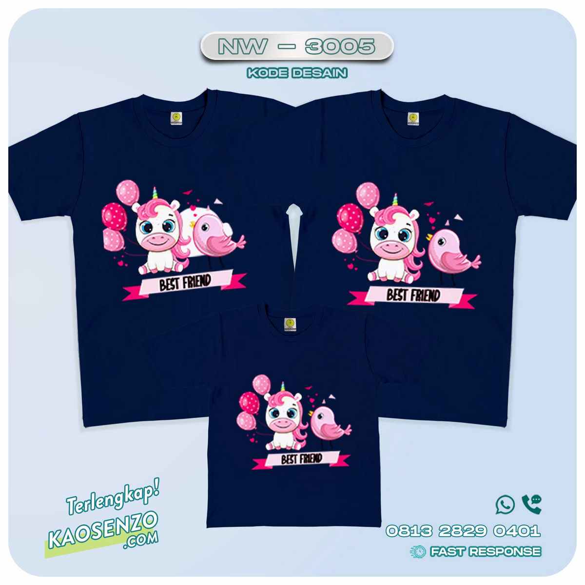 Baju Kaos Couple Keluarga Unicorn | Kaos Family Custom | Kaos Unicorn - NW 3005