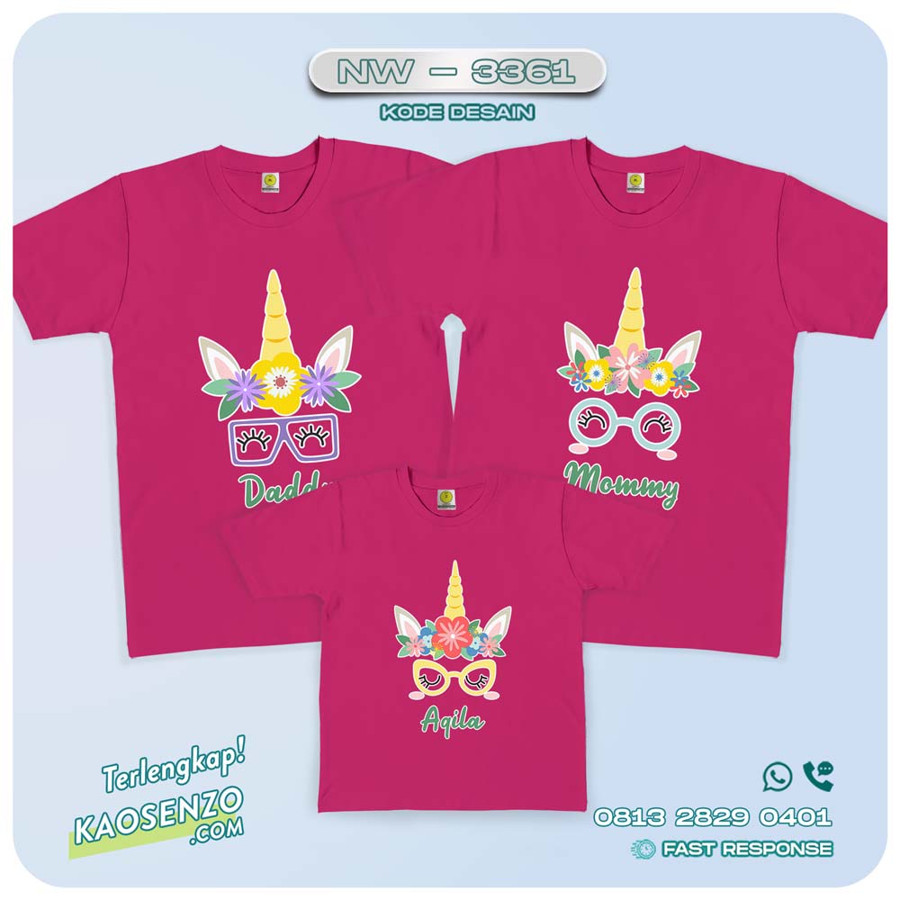 Baju Kaos Couple Keluarga Unicorn | Kaos Family Custom | Kaos Unicorn - NW 3361