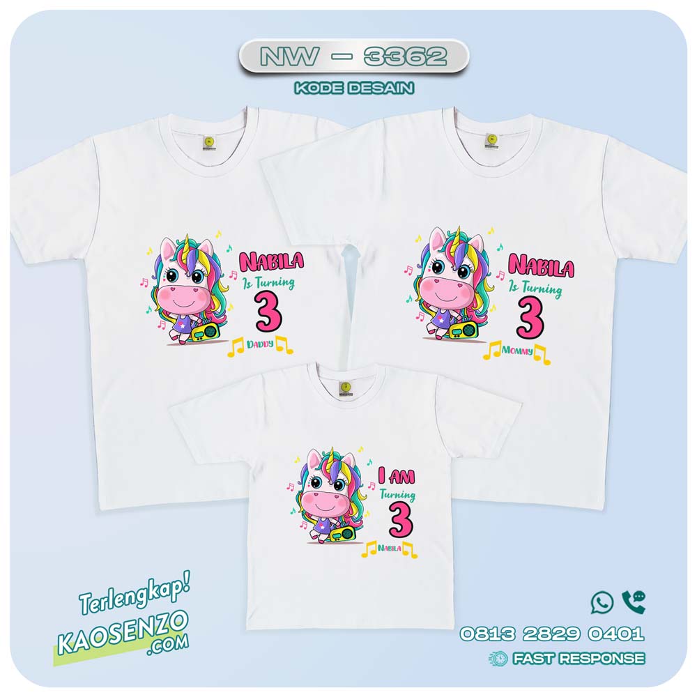 Baju Kaos Couple Keluarga Unicorn | Kaos Family Custom | Kaos Unicorn - NW 3362