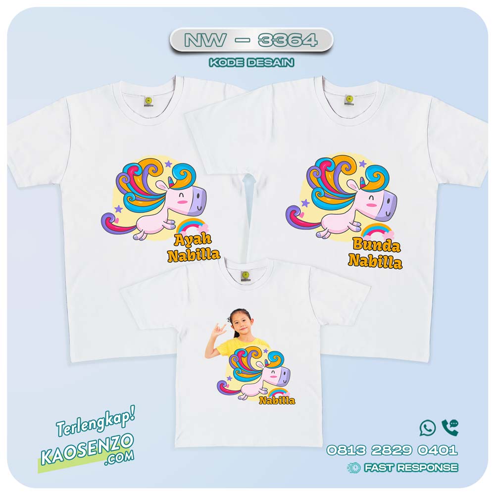 Baju Kaos Couple Keluarga Unicorn | Kaos Family Custom | Kaos Unicorn - NW 3364