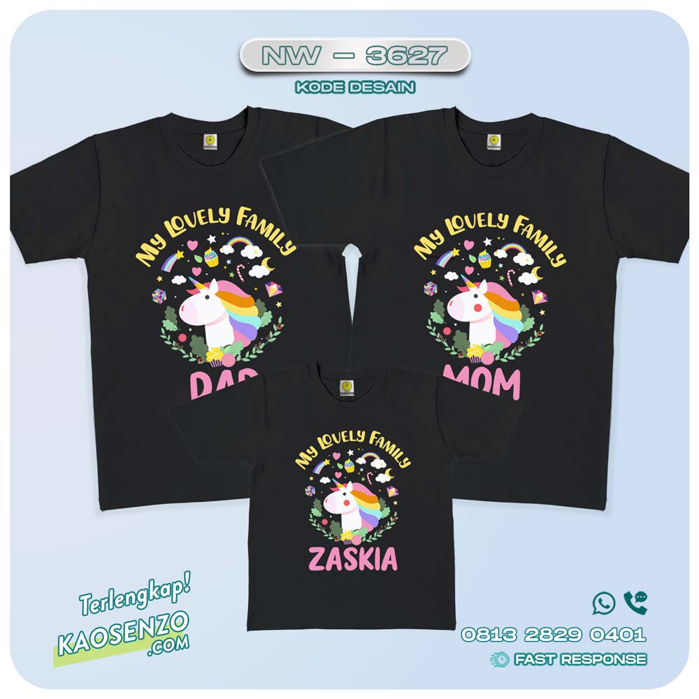 Baju Kaos Couple Keluarga Unicorn | Kaos Family Custom | Kaos Unicorn - NW 3627